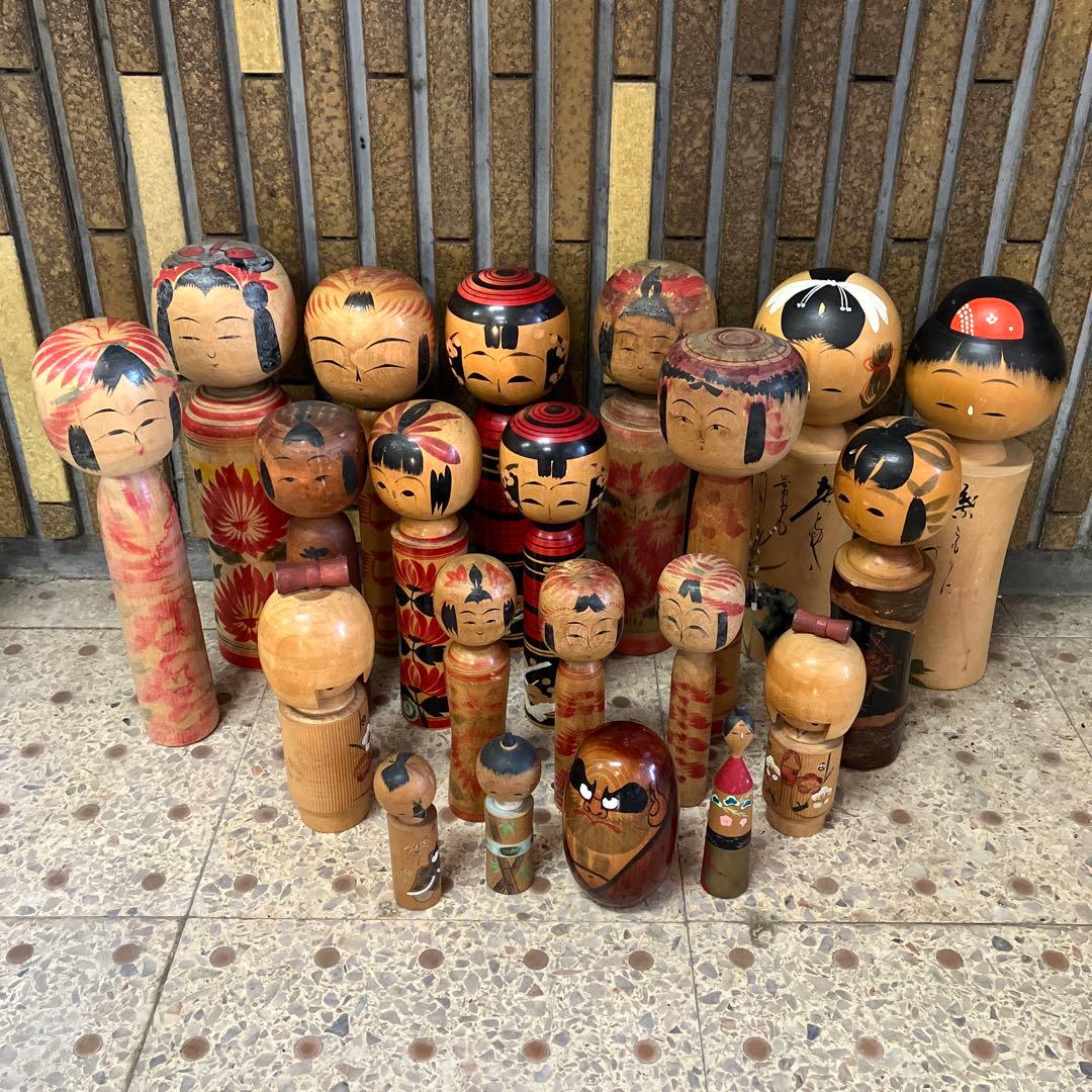 D壁 昭和レトロ こけし 小芥子 21体セット セット売り まとめ売り 木製