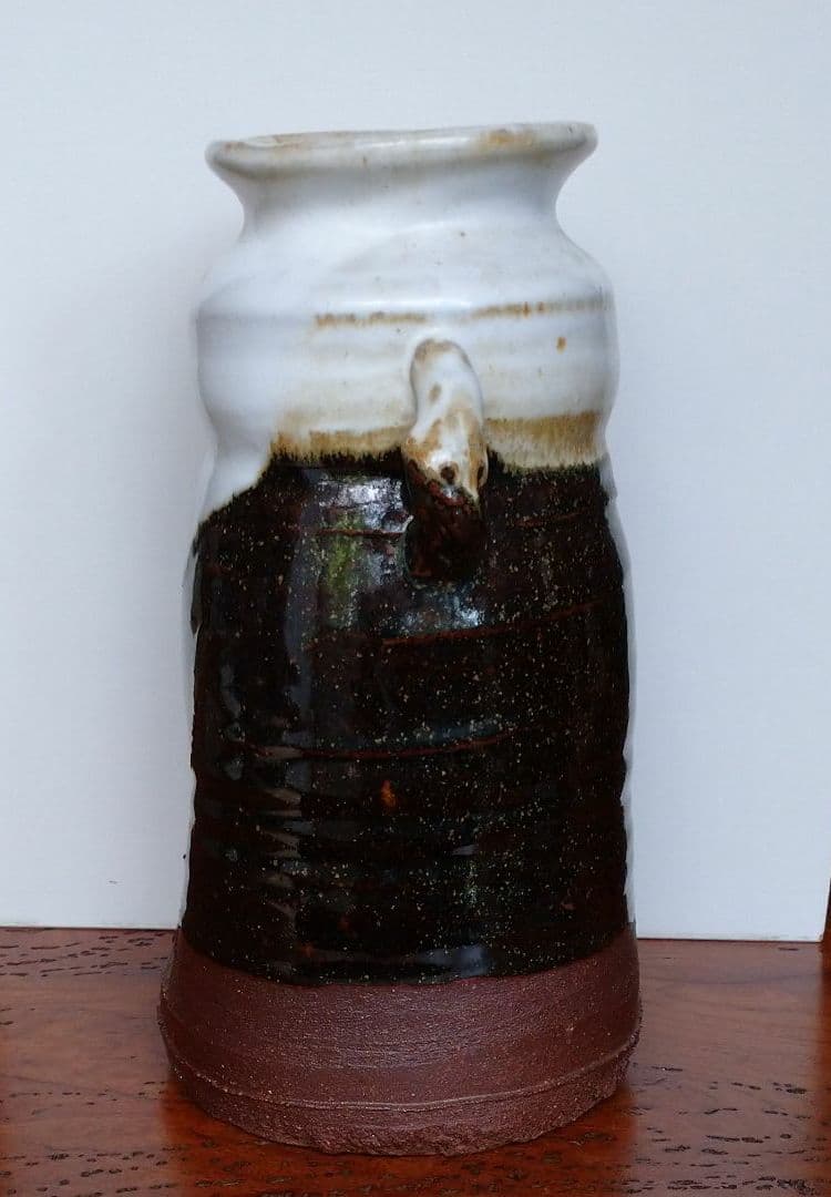 朝鮮唐津『双耳付き花入』在銘