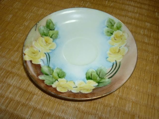 1900年頃ドイツ製◆初期 ババリア 黄色い薔薇 手書き カップ＆ソーサー6客組