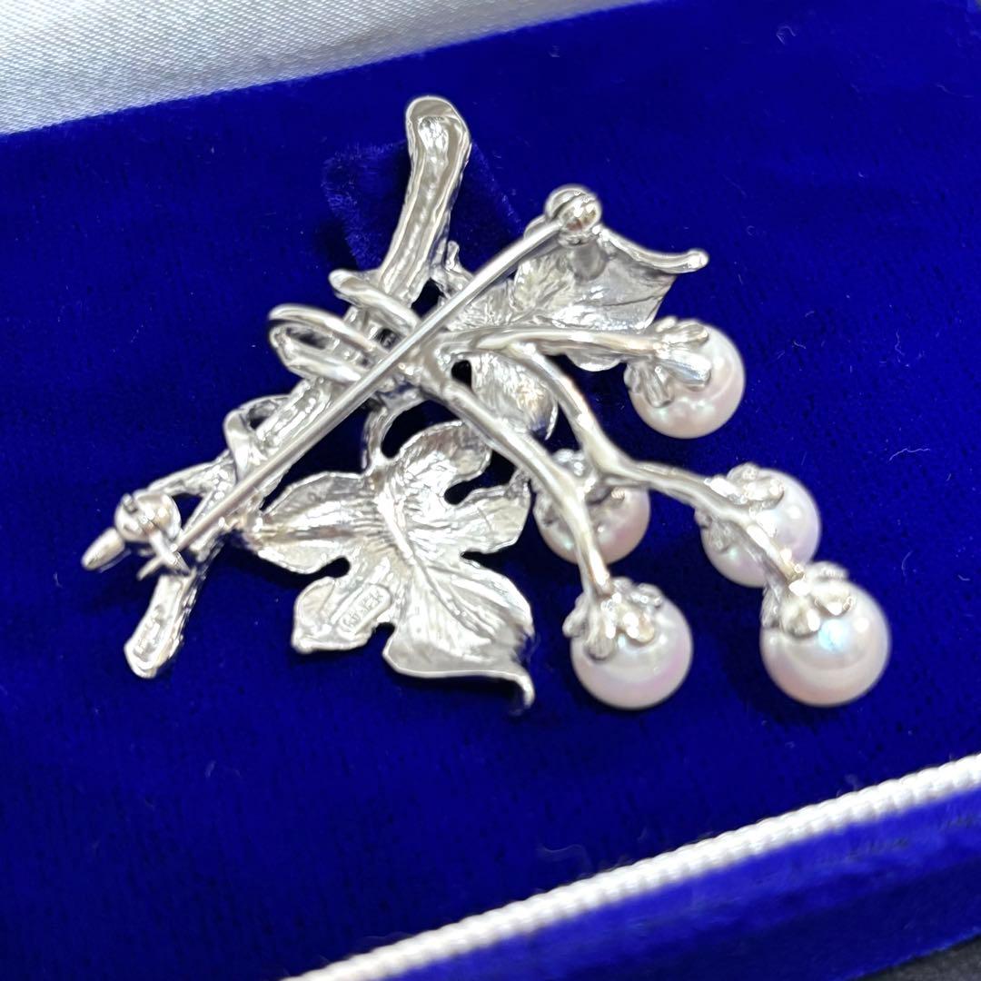 【美品】 ブローチ ぶどう 真珠 シルバー パール 保証書有り