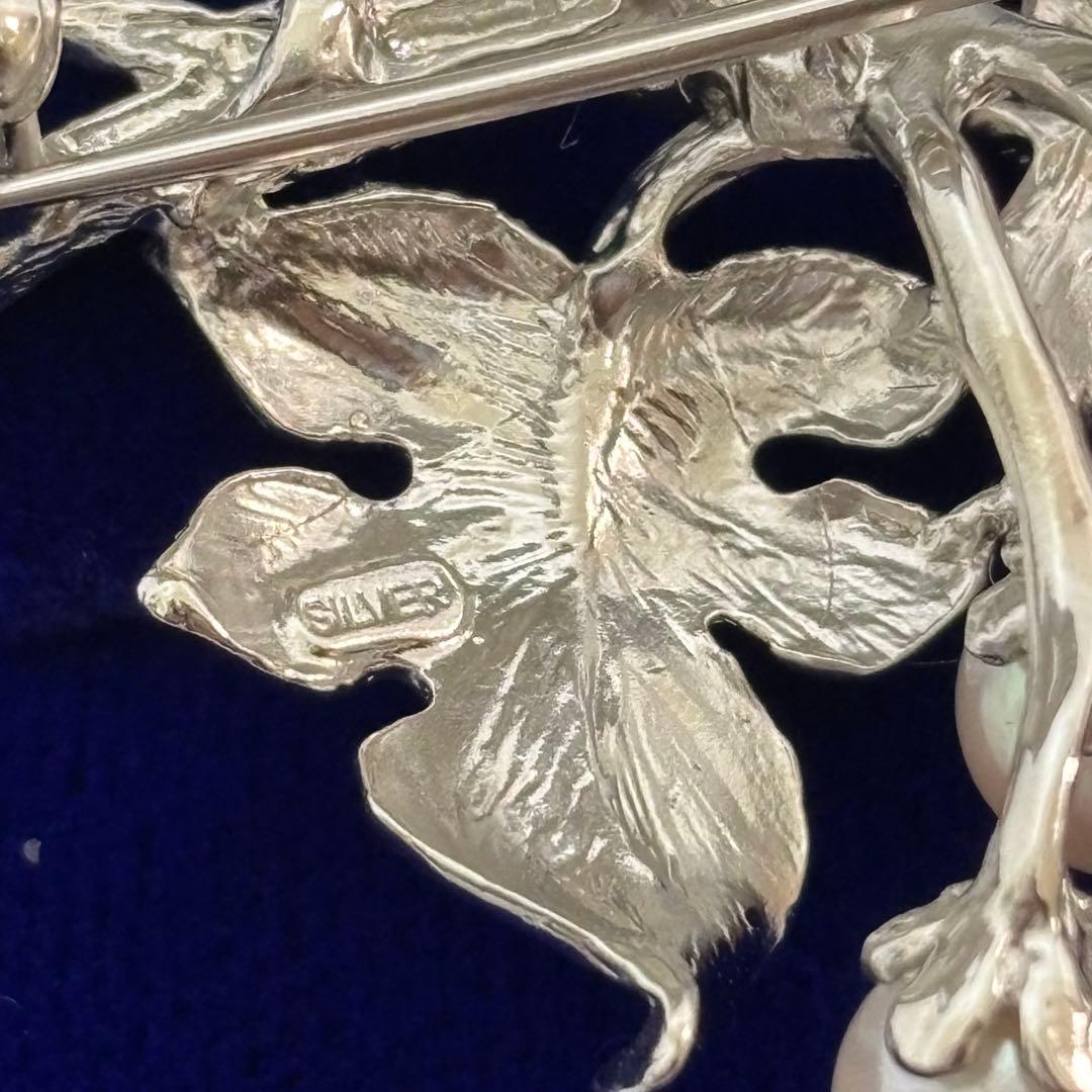 【美品】 ブローチ ぶどう 真珠 シルバー パール 保証書有り