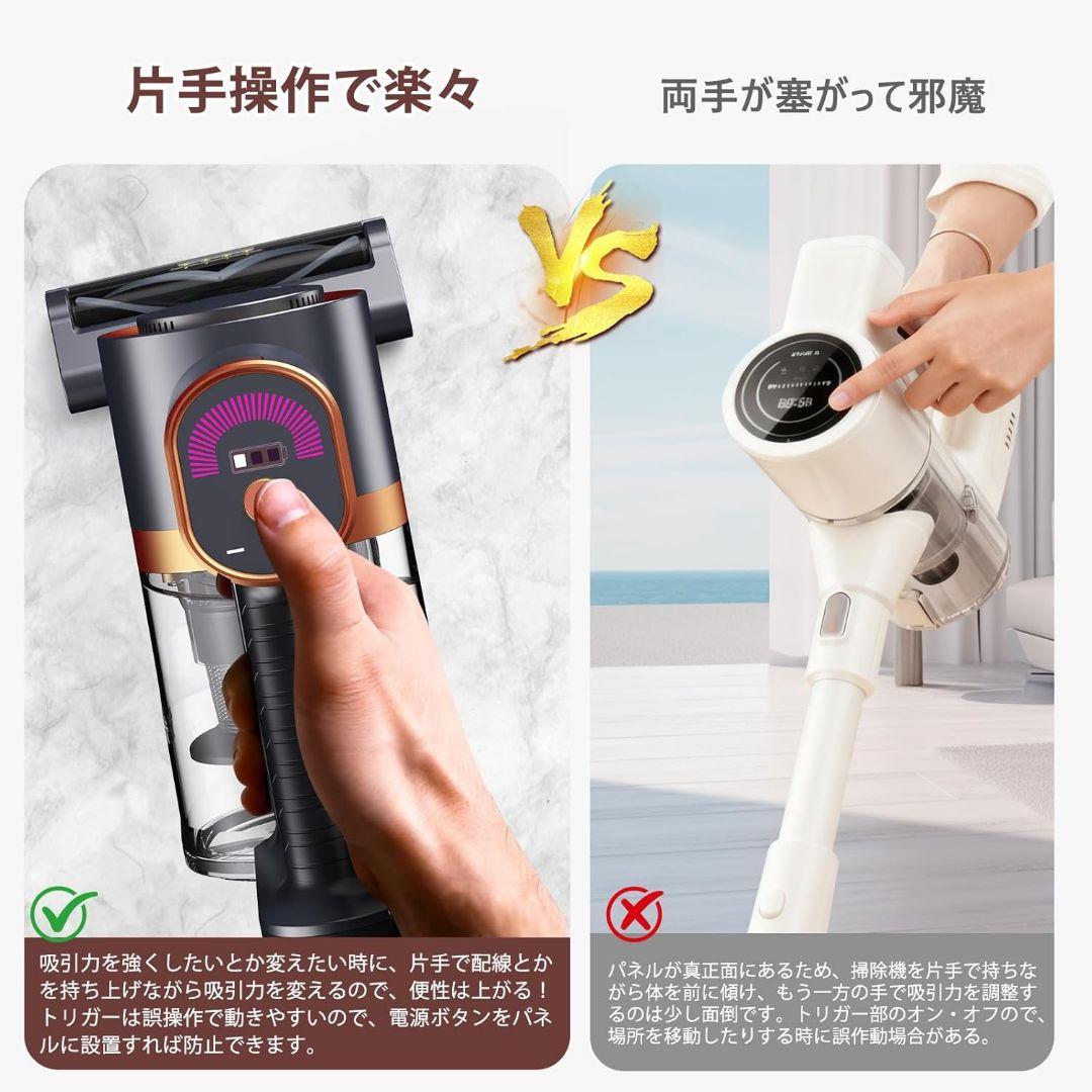 掃除機 グリーンLEDライト　コードレス　軽量　自立式　LED液晶ディスプレイ