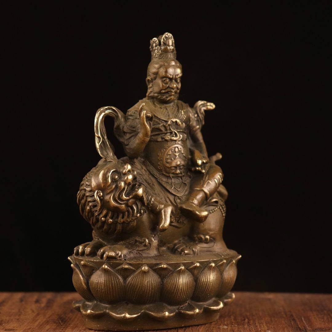 黄財神 騎瑞獣 仏像 工芸品 美術品 置物