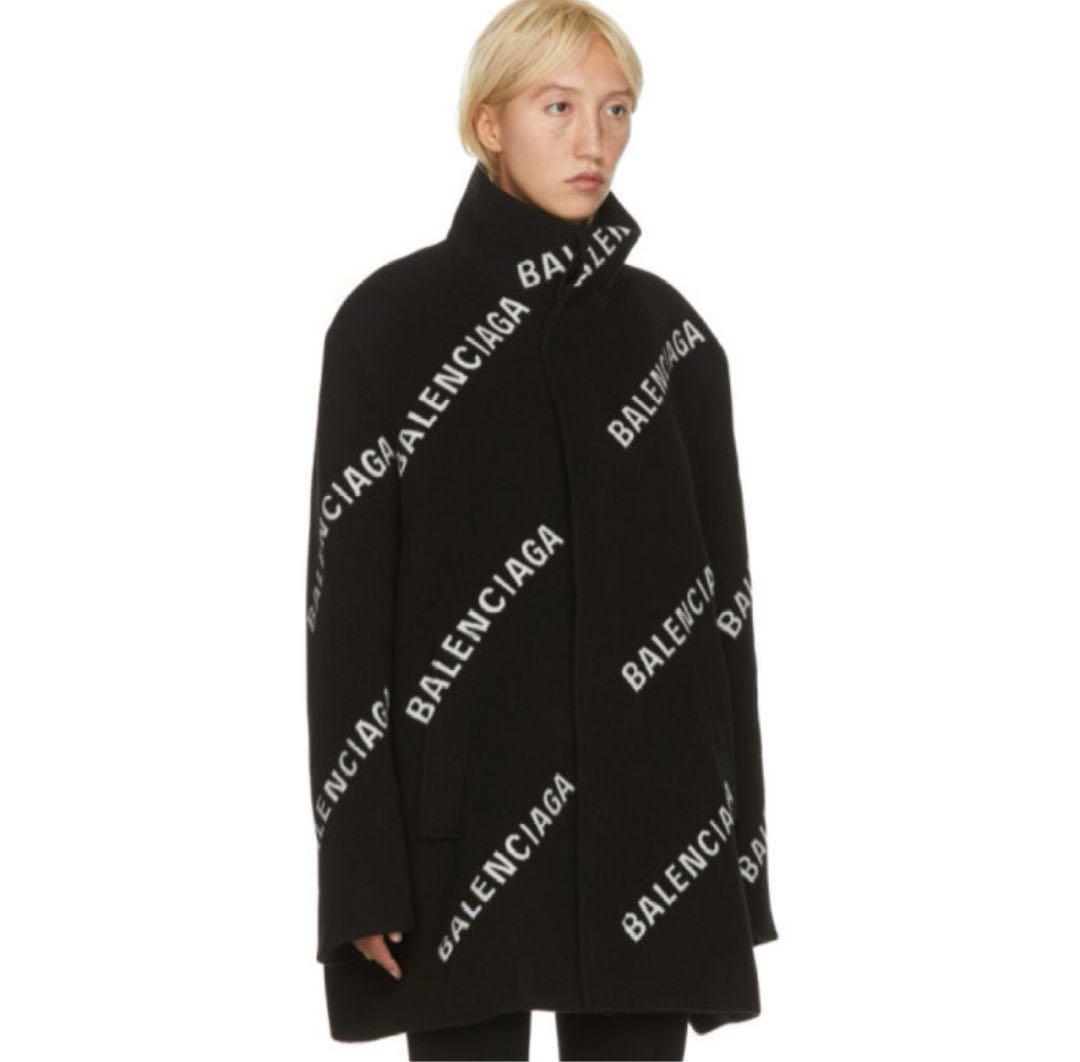 BALENCIAGA ウール オールオーバー コート ロゴ