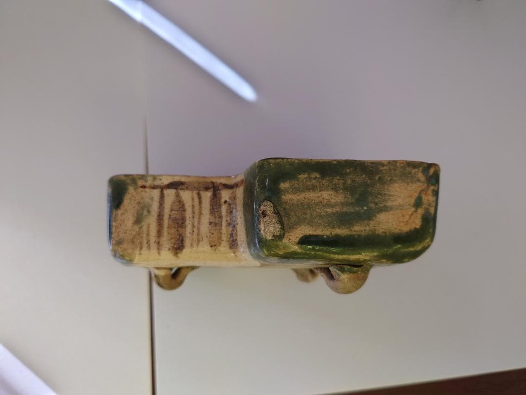 ★美濃　織部焼★青織部三環足向付★桃山時代★骨董品☆