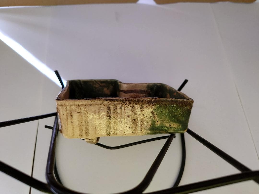 ★美濃　織部焼★青織部三環足向付★桃山時代★骨董品☆