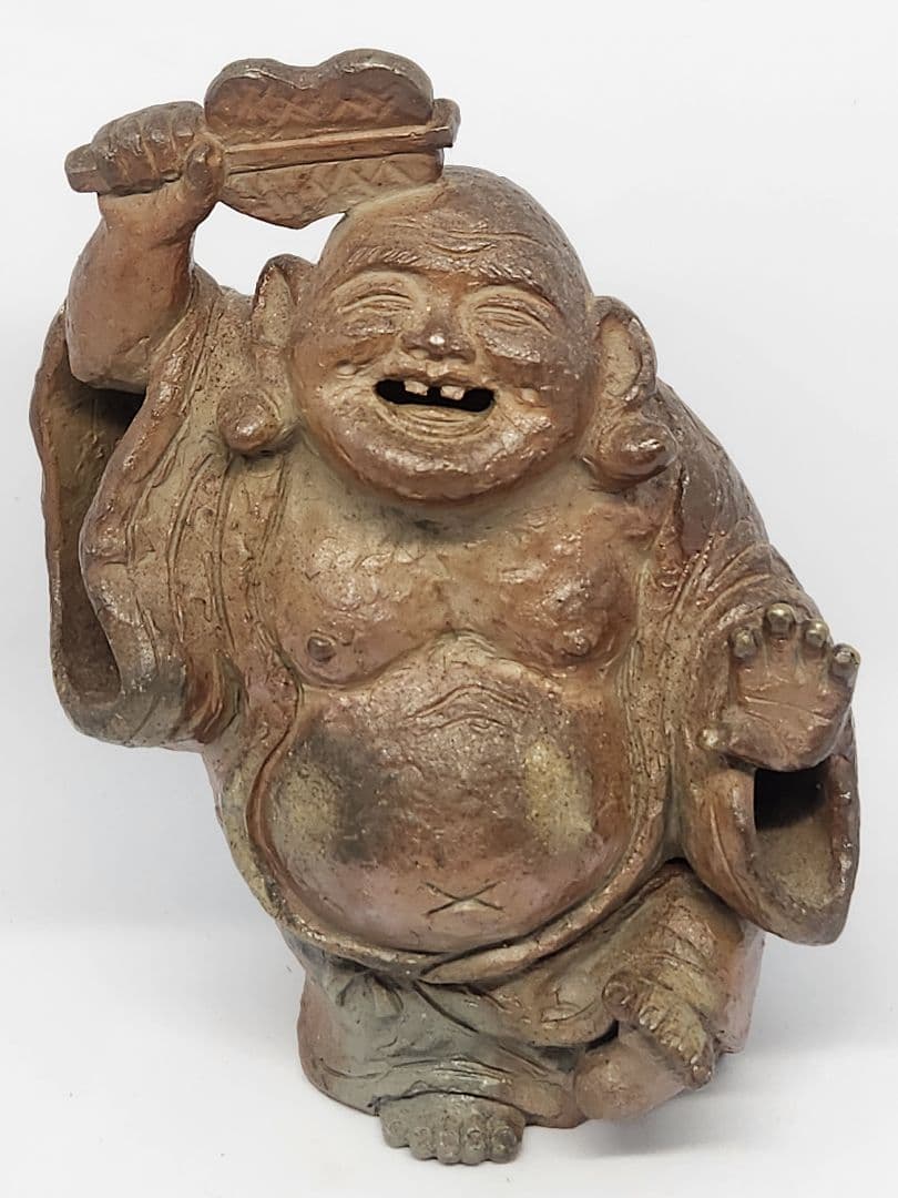 ト*コ様 備前焼 国延昇造 布袋様 香炉 ◆楽しそうに笑ってる 笑う門には福来る