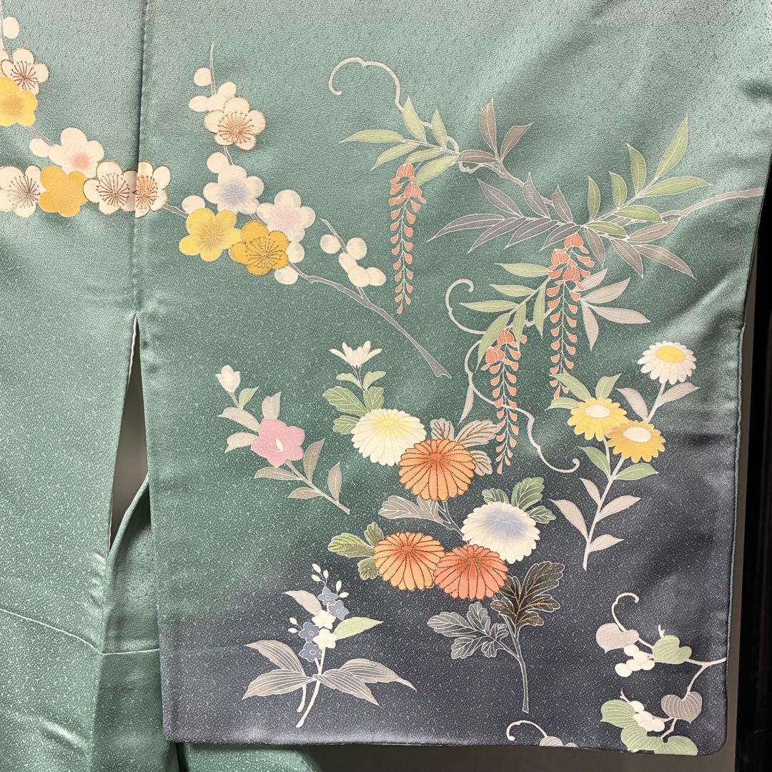 D30 訪問着 豪華花模様 一つ紋 正絹 着物 袷 極美品