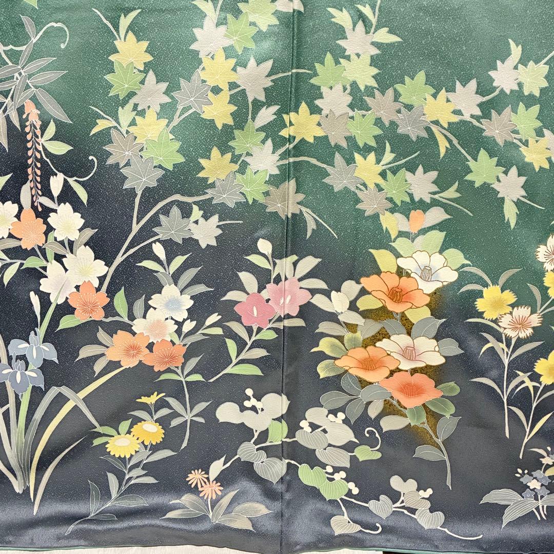 D30 訪問着 豪華花模様 一つ紋 正絹 着物 袷 極美品