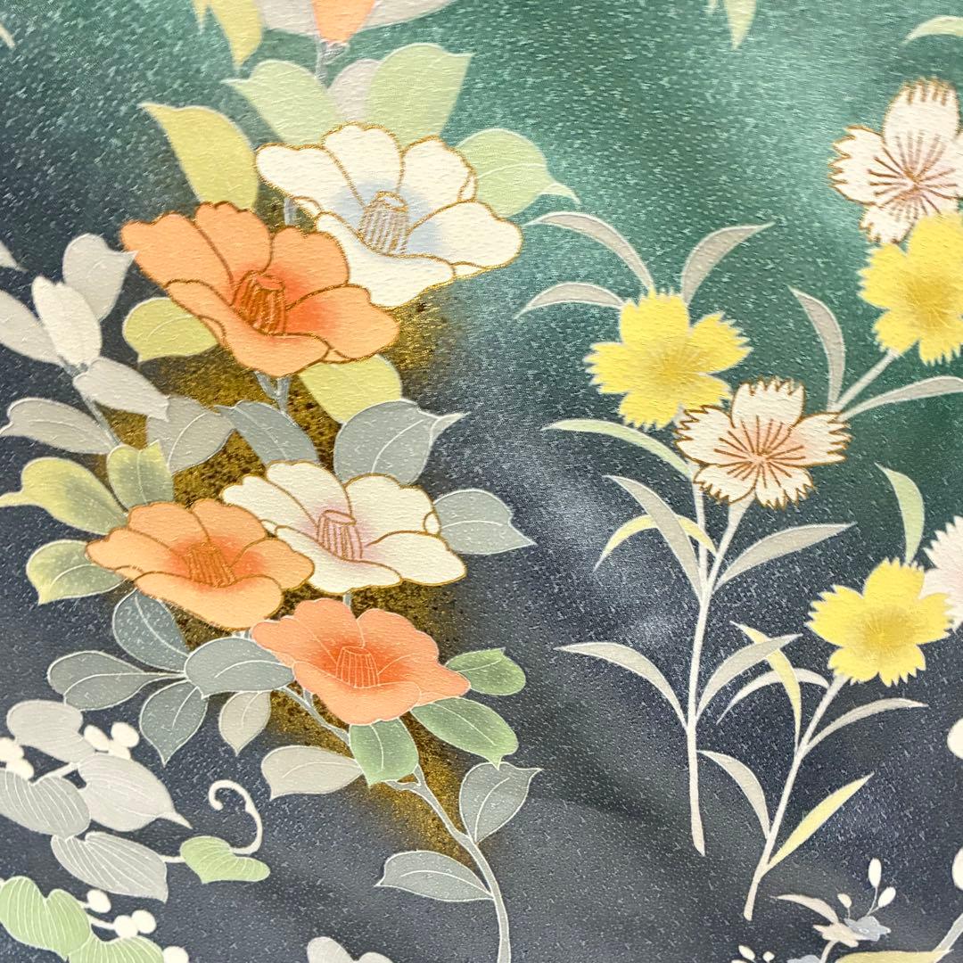 D30 訪問着 豪華花模様 一つ紋 正絹 着物 袷 極美品