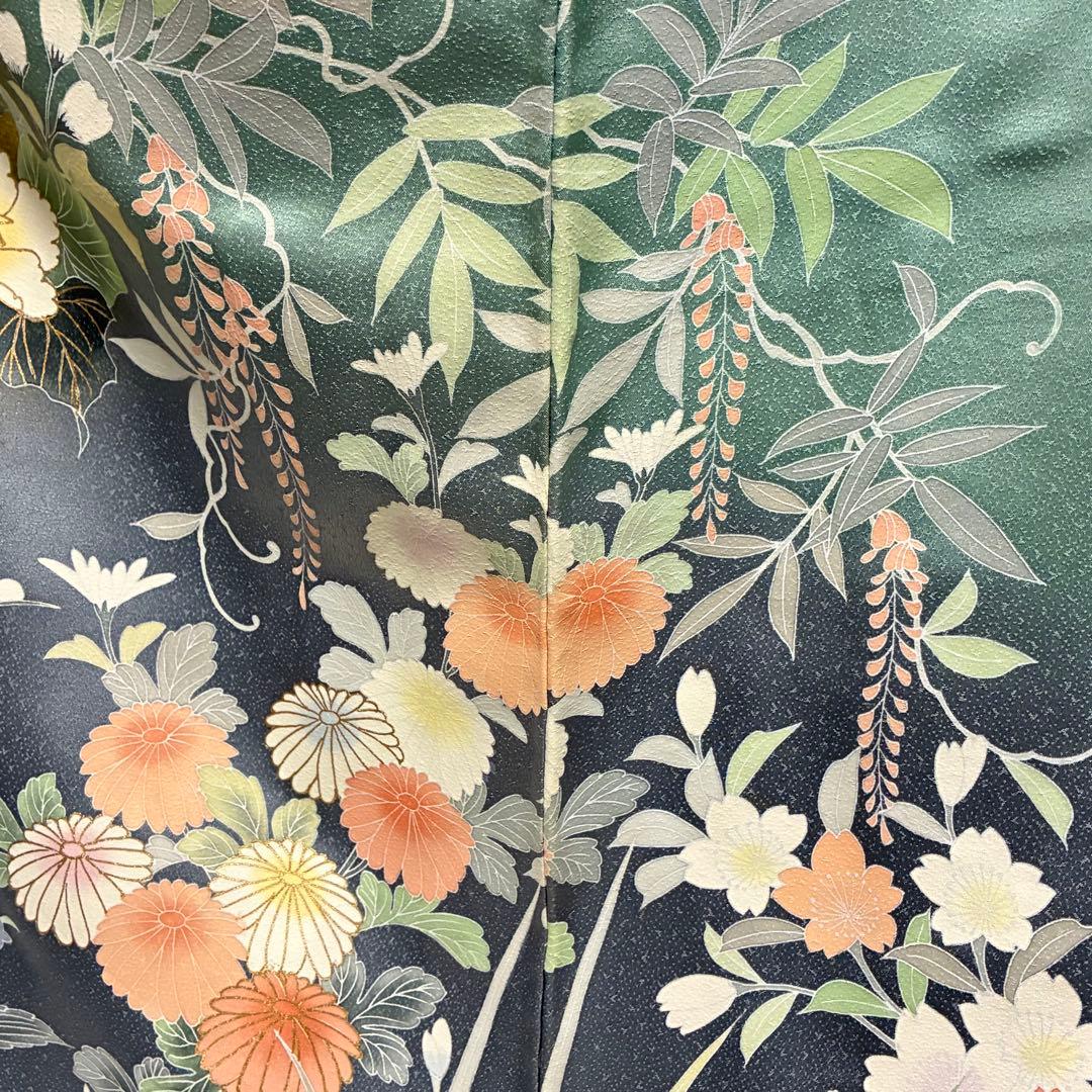 D30 訪問着 豪華花模様 一つ紋 正絹 着物 袷 極美品