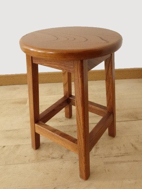 北海道手作り家具　ケヤキ（欅）材　スツールC　座面一枚板