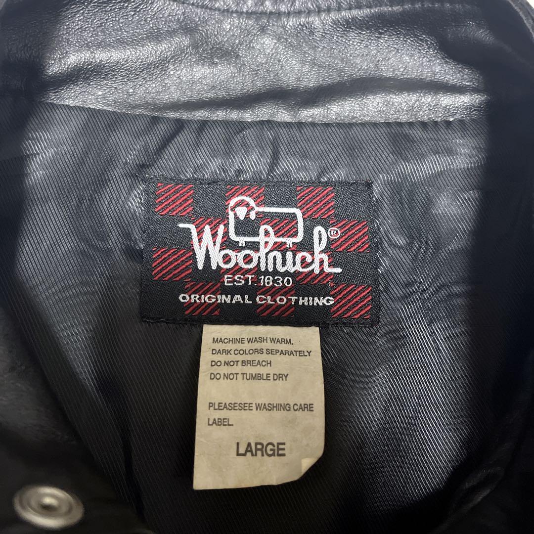 美品 Woolrich ウールリッチ レザージャケット 本革 シング ブラック