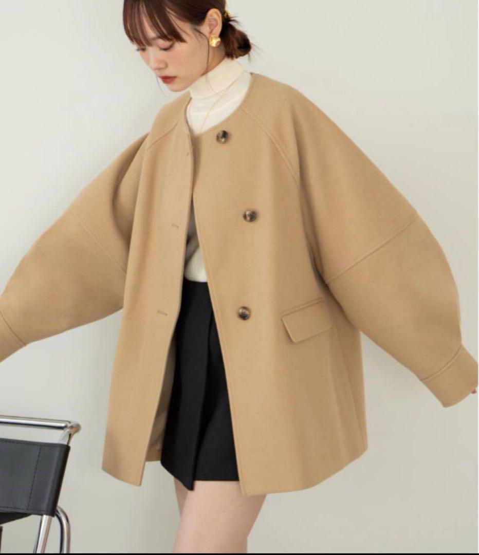 本日最終日！！【新品未使用】hinari ウェーブデザインミドルコート