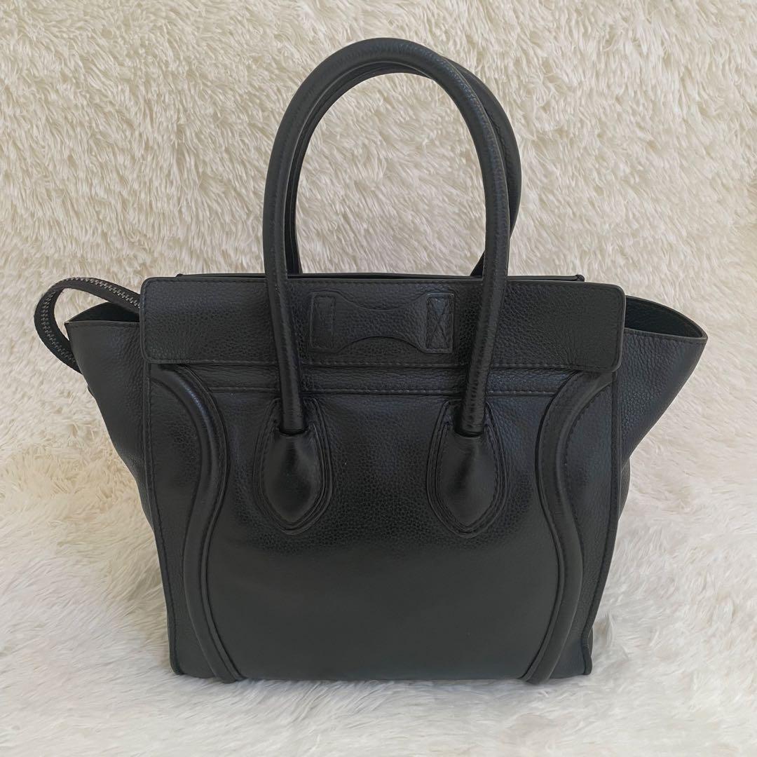 CELINE ラゲージ マイクロショッパー ハンドバッグ レザー 本革 ブラック