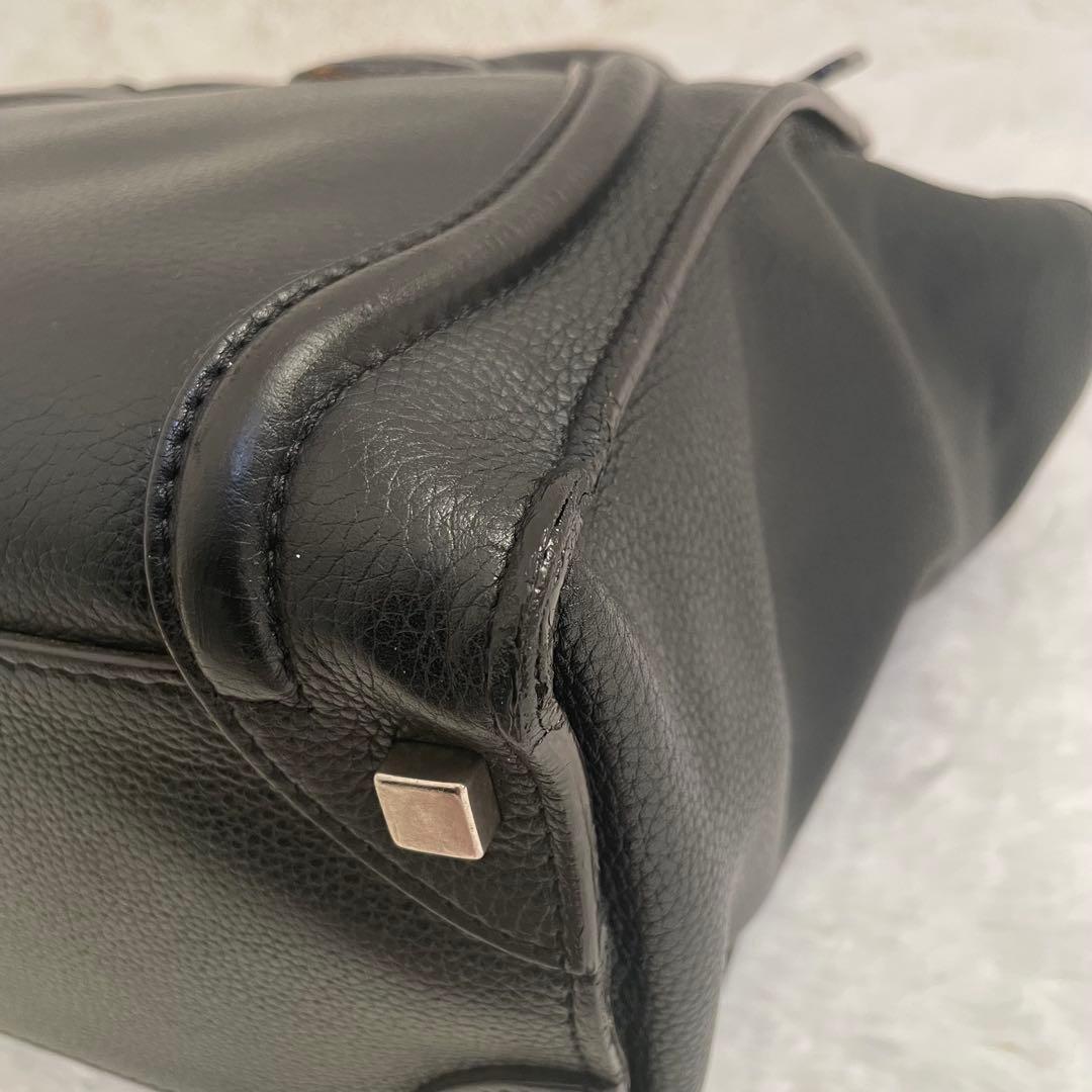 CELINE ラゲージ マイクロショッパー ハンドバッグ レザー 本革 ブラック