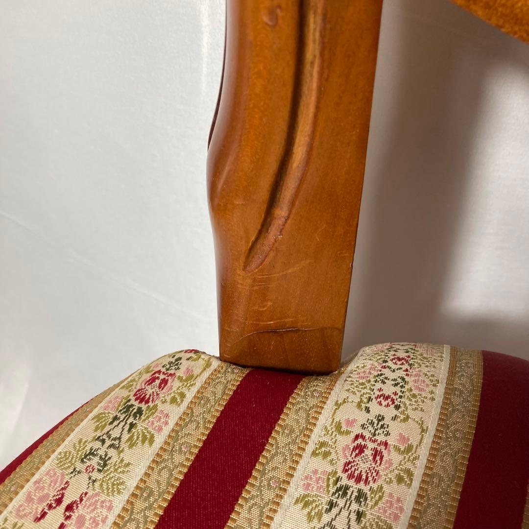 高級イタリア製❗️ダイニングチェア　ストライプ　アンティーク調　木製椅子