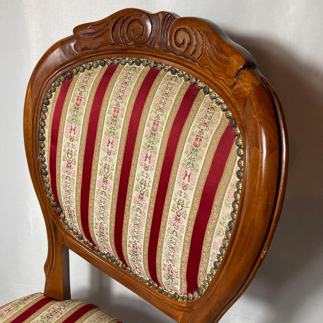 高級イタリア製❗️ダイニングチェア　ストライプ　アンティーク調　木製椅子