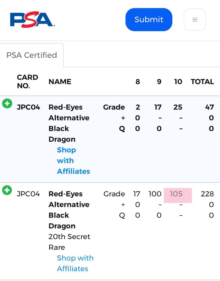 【PSA10】真紅眼の亜黒竜 20th レッドアイズ　遊戯王