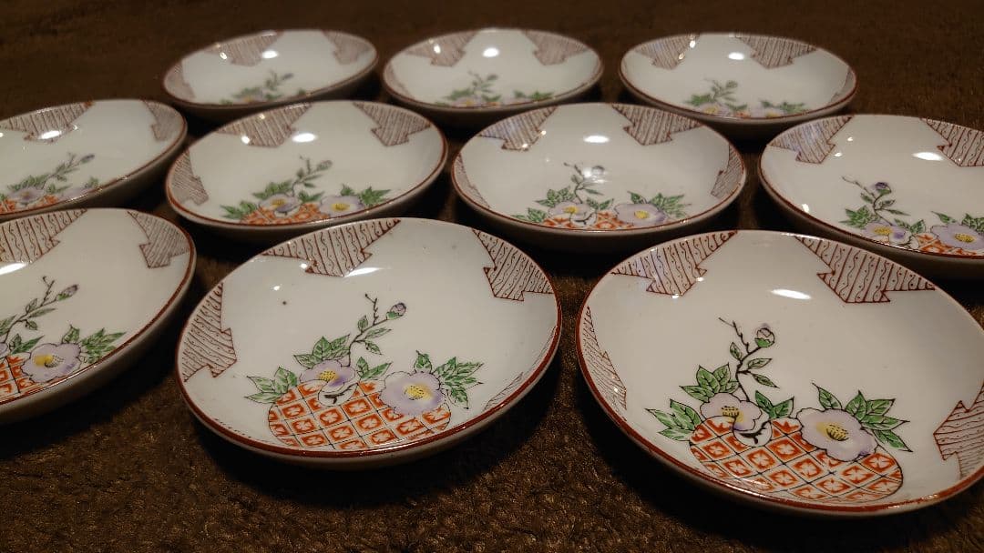 古伊万里　伊万里　色絵　 豆皿　菓子皿　ざくろの図　蔵出し　10客