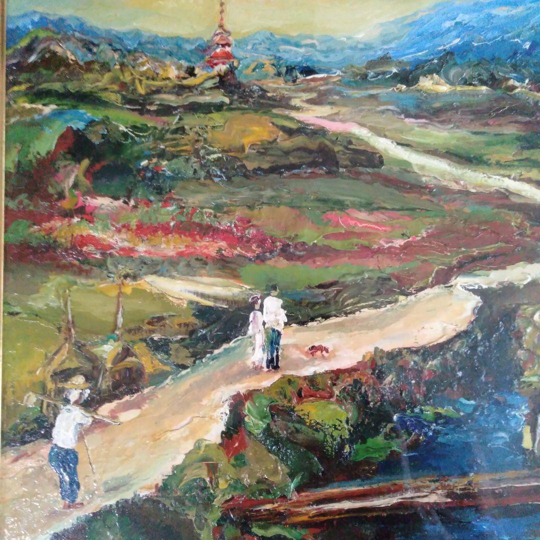 徳永達哉　「遠寺の鐘」　田園風景 　油彩画 　木製額付き　F10号