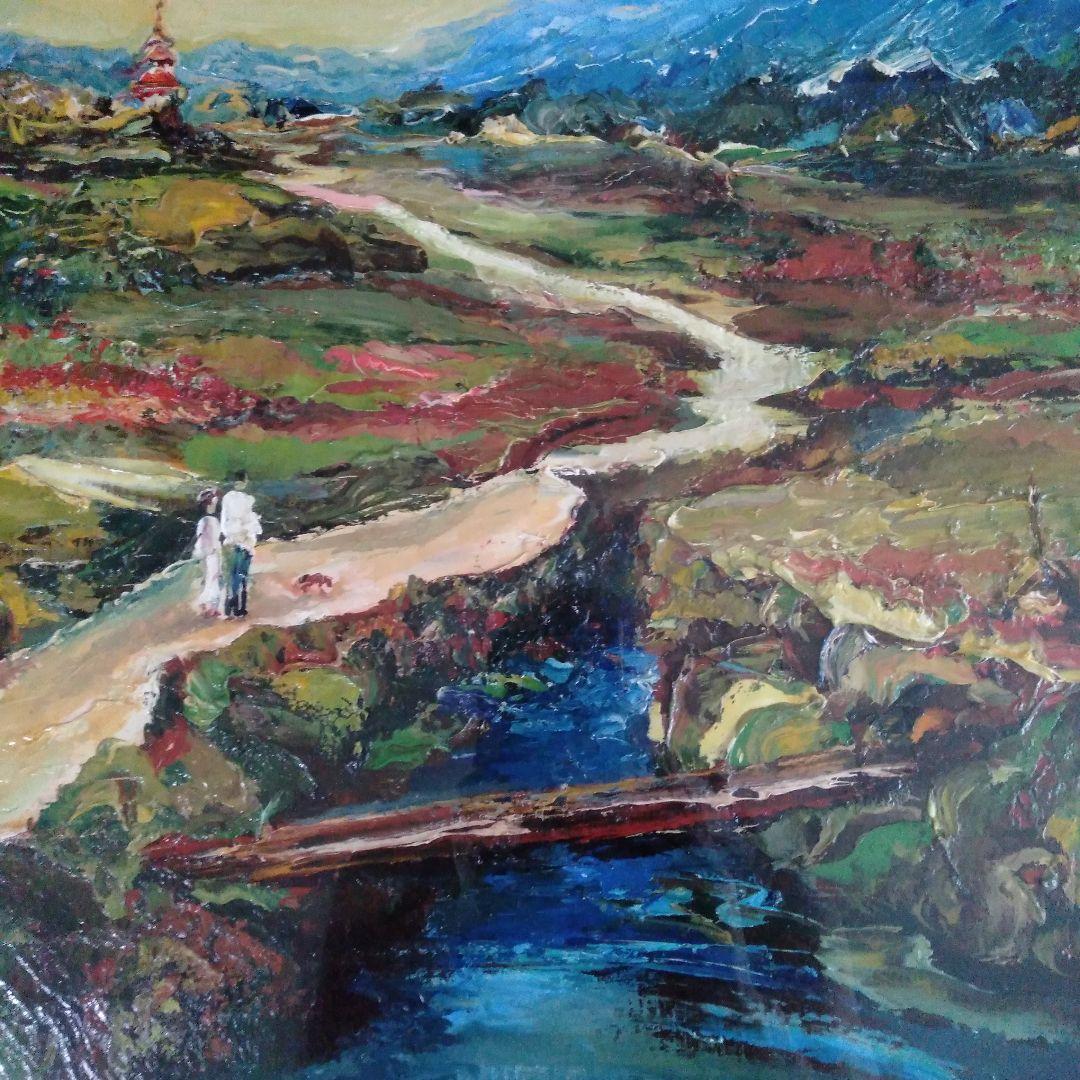 徳永達哉　「遠寺の鐘」　田園風景 　油彩画 　木製額付き　F10号