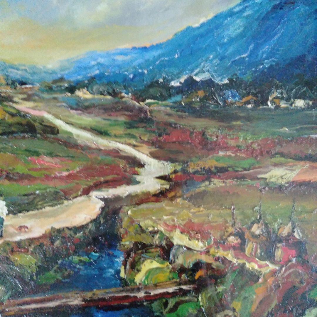 徳永達哉　「遠寺の鐘」　田園風景 　油彩画 　木製額付き　F10号