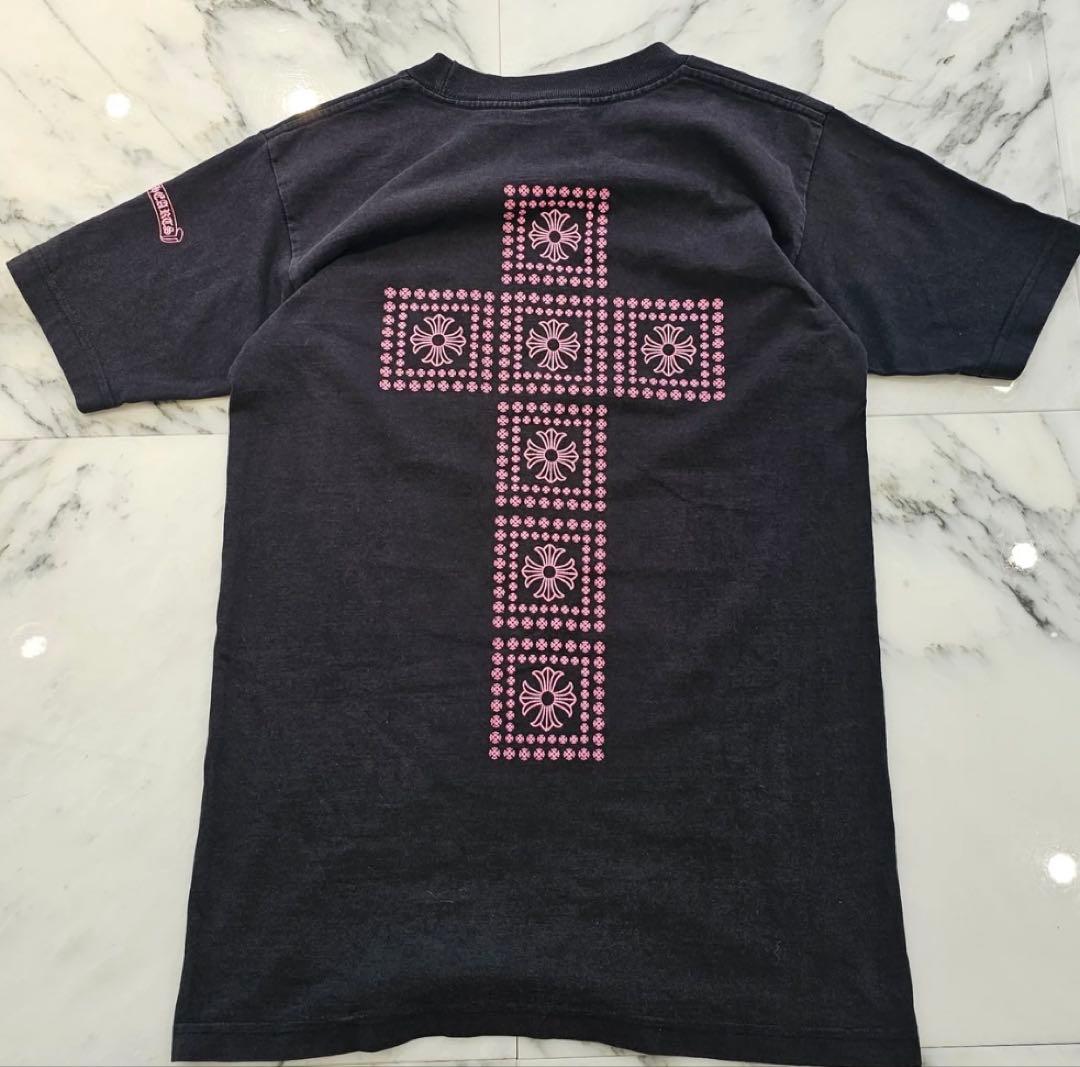 CHROME HEARTS OLD ピンク CHクロス Tシャツ 黒　フェード