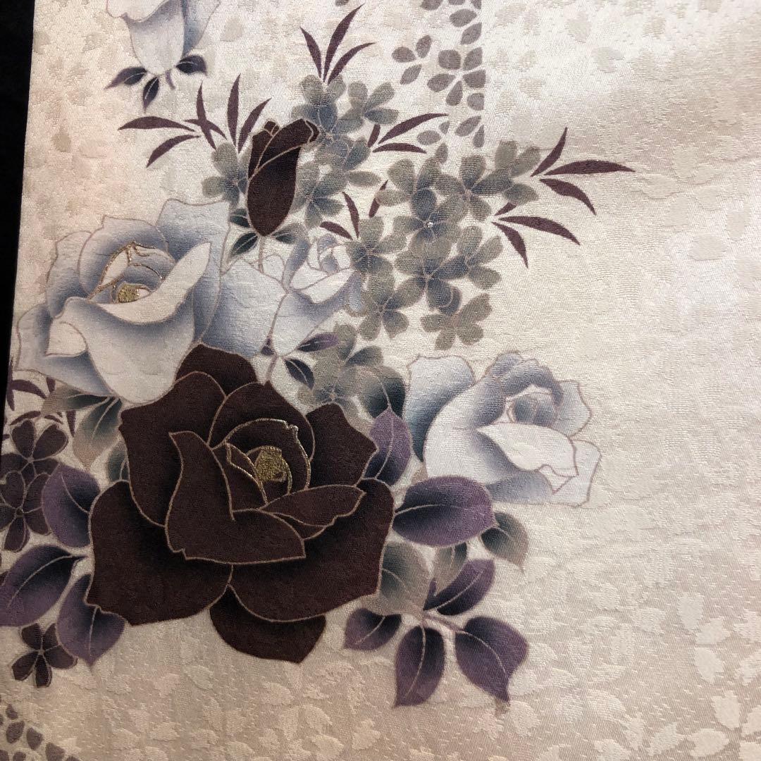 ■モノトーン系■白振袖■薔薇■正絹振袖フルセット■成人式■振袖一式