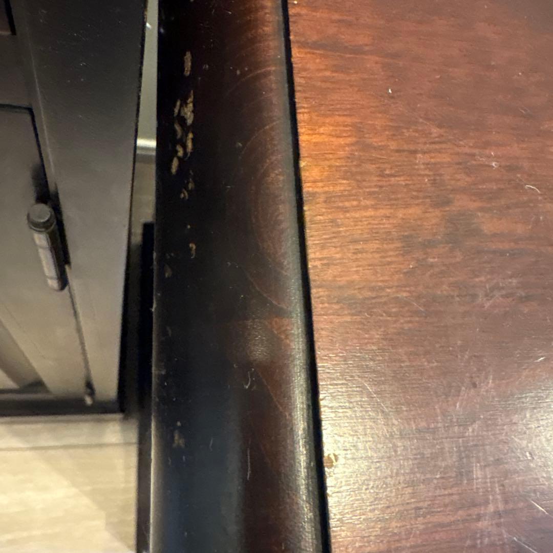 北海道民芸家具 ダークブラウン木製キャビネット ガラス扉付き