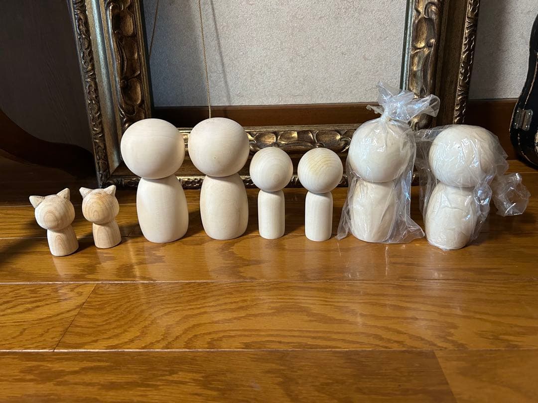 絵付け用　ハンドメイド用　マトリョーシカ　木製こけし　ねこ