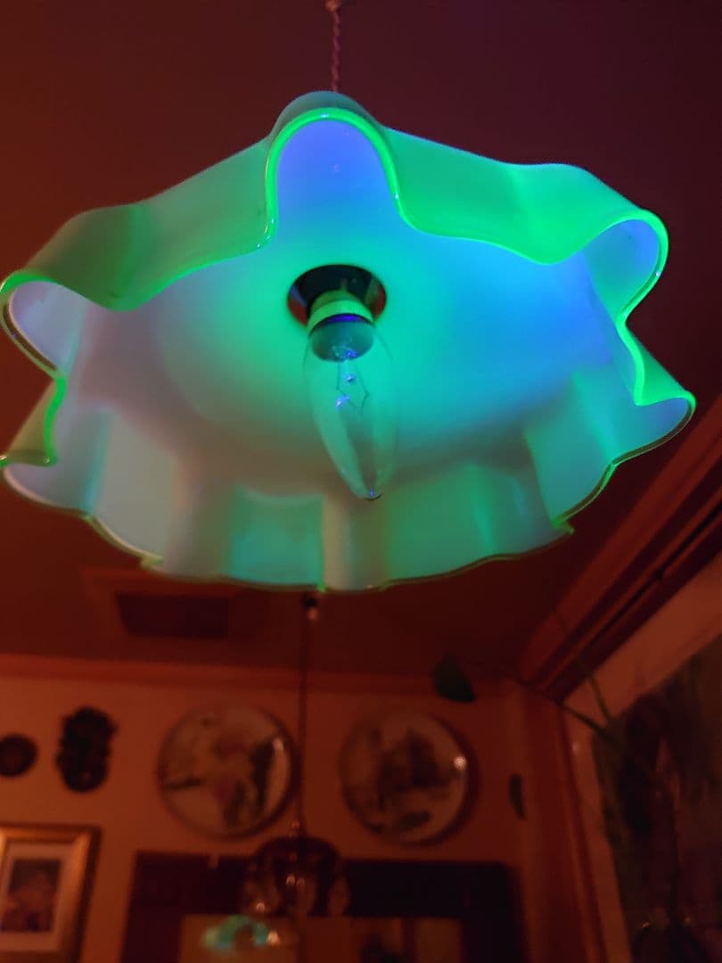 フランス1910s'ヴァセリン(ウラン)ペンダント シーリングランプ