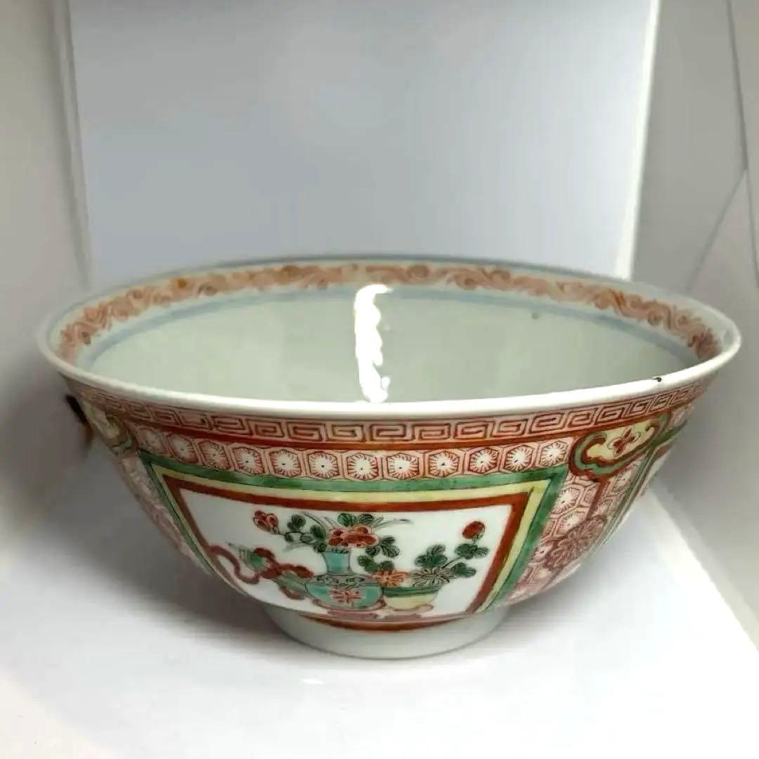 大明萬暦年製 深鉢 直径18cm 中国美術　重さ451グラム　五彩