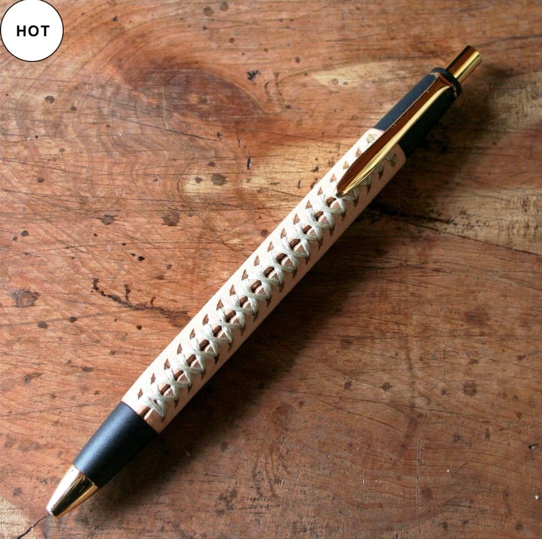 シックザール　革軸ペン　特上ヌメ革節目模様 ナチュラル　シャーペン 0.5mm