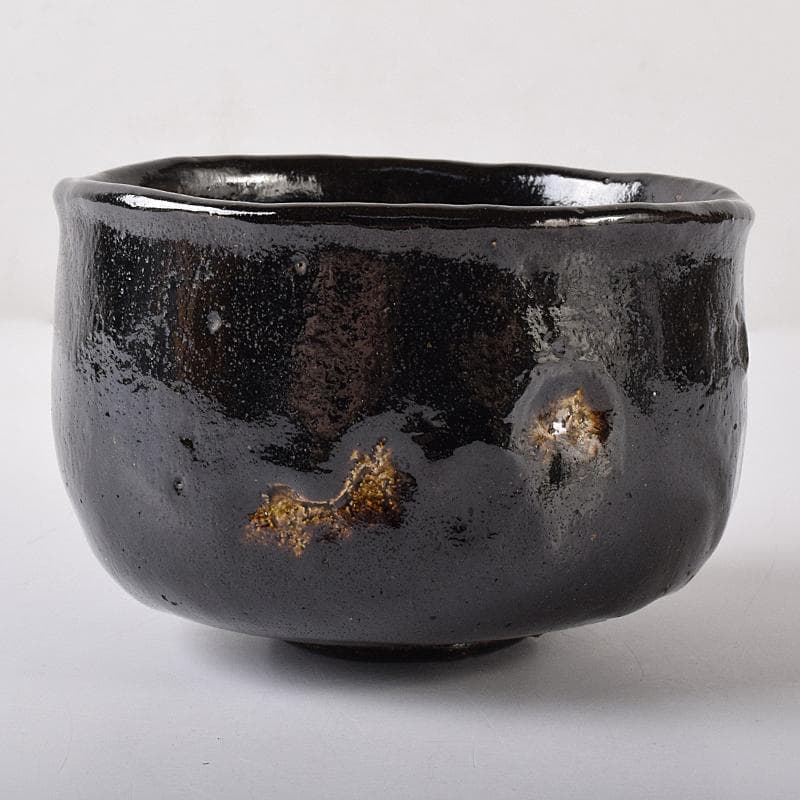 楽吉左衛門　十代旦入造　黒楽茶碗　銘「千鶴」　碌々斎極め箱　D　R7892