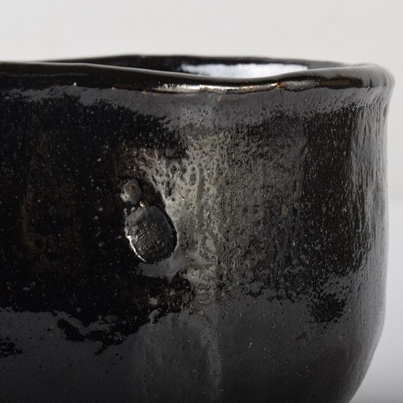 楽吉左衛門　十代旦入造　黒楽茶碗　銘「千鶴」　碌々斎極め箱　D　R7892