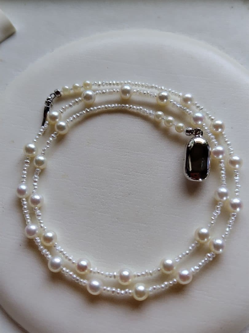 アコヤ真珠ベビーパール、あこや真珠砂ケシパールのネックレス