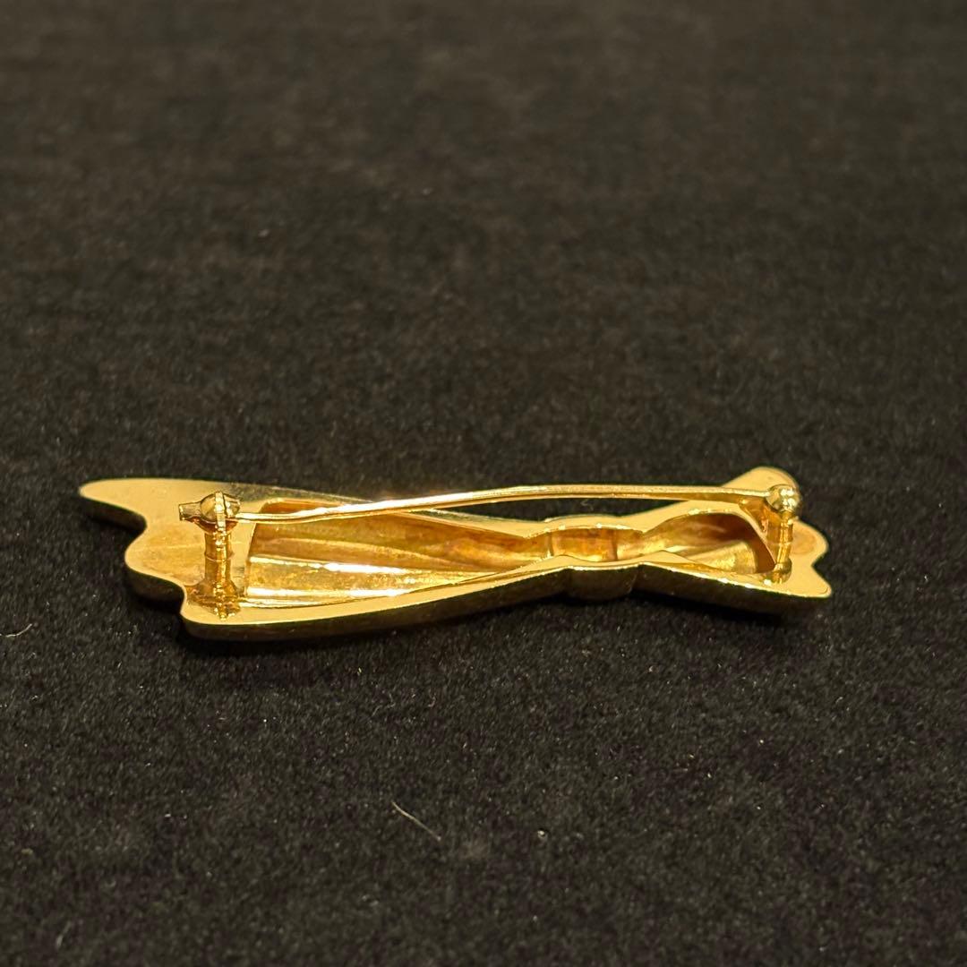 K18 ブローチ　リボン　レトロ