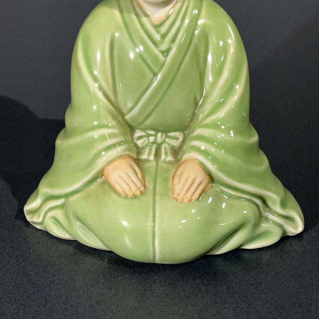 【茶道具】千利休　座像　青磁　利休忌　床飾　6R0886お14