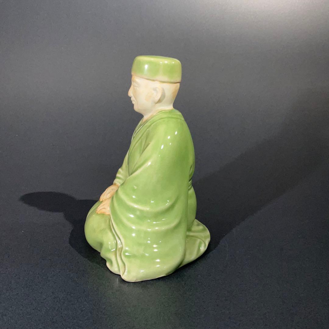 【茶道具】千利休　座像　青磁　利休忌　床飾　6R0886お14