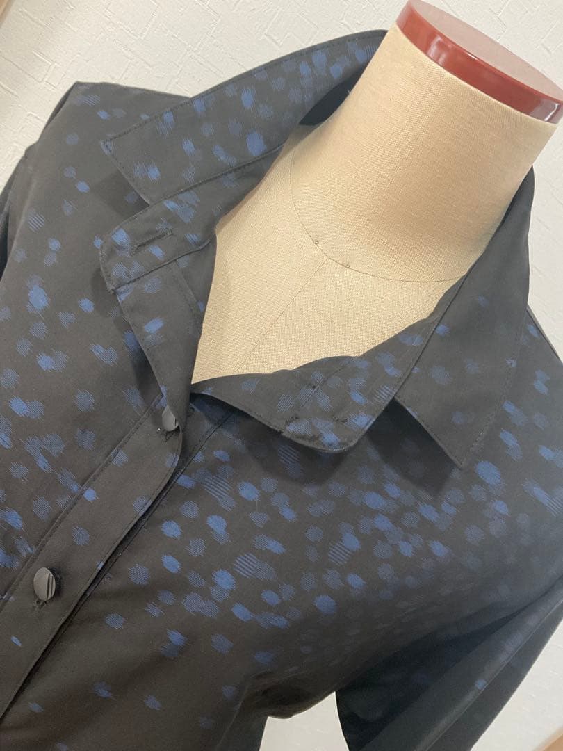 ①着物リメイク❣️ 大島紬着物からシャツカラーロングコート❣️証紙付き❣️