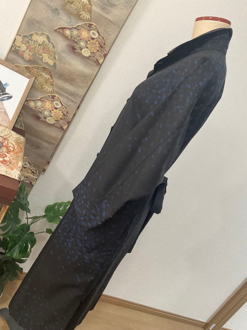 ①着物リメイク❣️ 大島紬着物からシャツカラーロングコート❣️証紙付き❣️