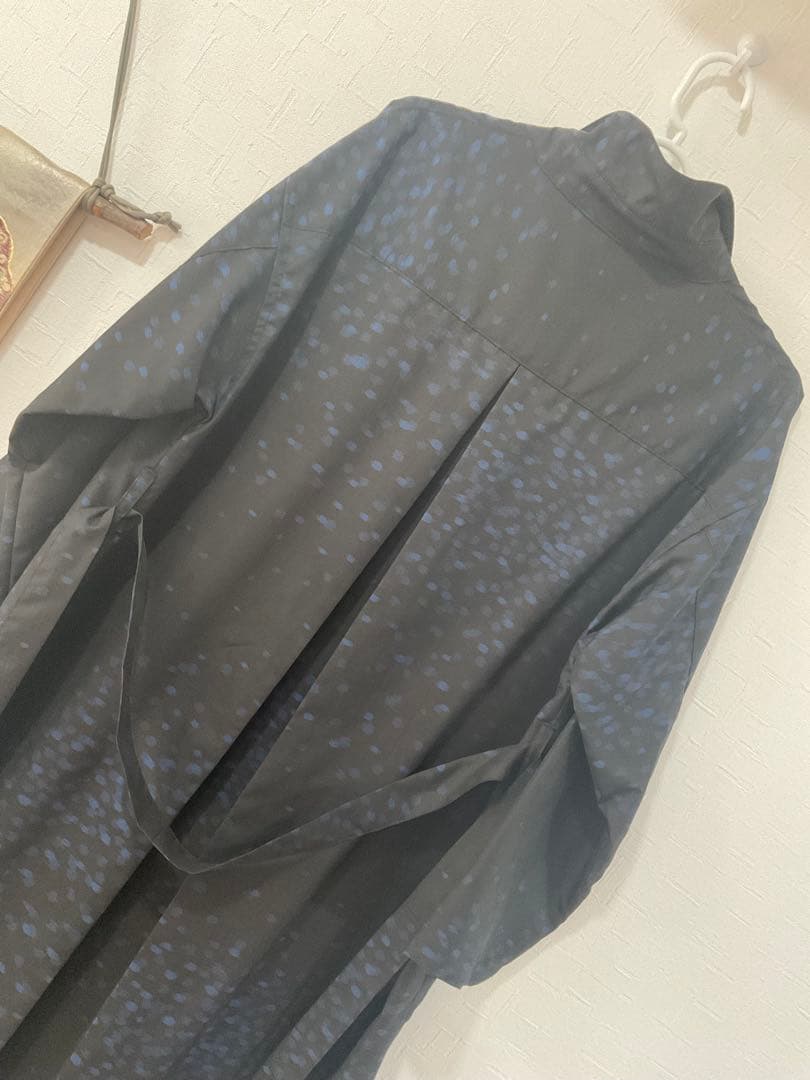 ①着物リメイク❣️ 大島紬着物からシャツカラーロングコート❣️証紙付き❣️