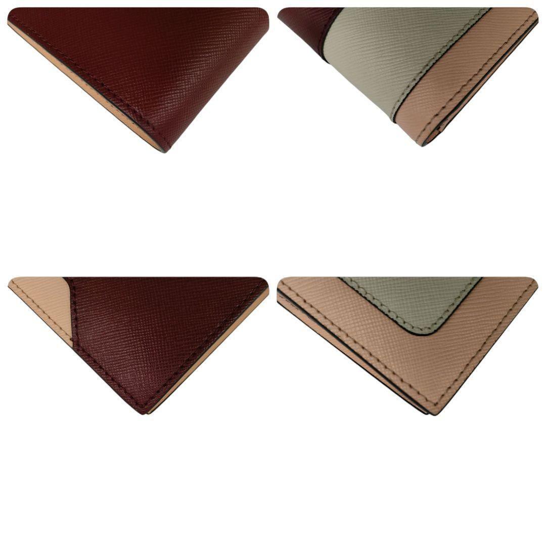 マルニ　二つ折り財布　ボルドー　アイボリー　ピンク