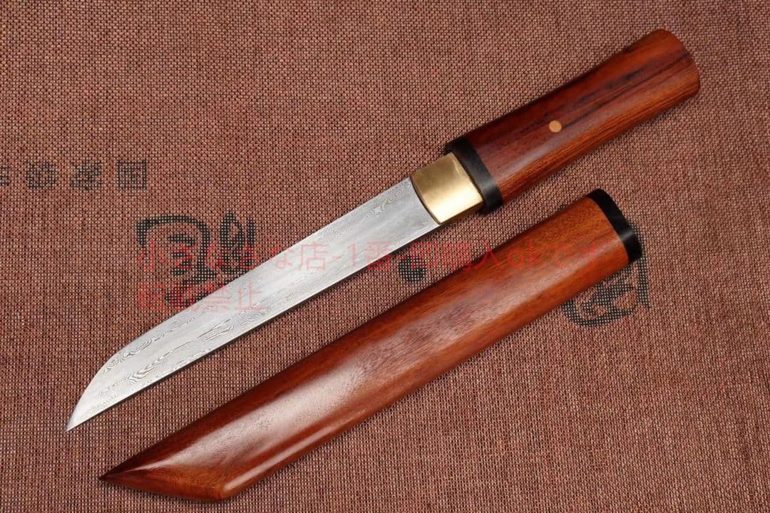 8寸新型酸枝木模様鋼短刀小刀  古兵器 武具 刀装具 日本刀 模造刀 居合刀