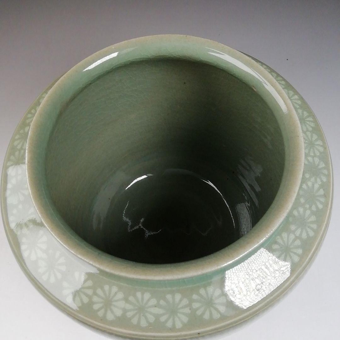 Ｔ９６９　皆具　『青磁　皆具』『釜谷陶房　申相浩 作』　共箱　茶道具