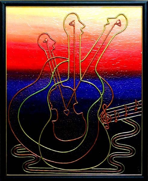 三越取扱作品 外薗範子 大型原画1点物 3D立体的 抽象画 可愛らしい感じの作品