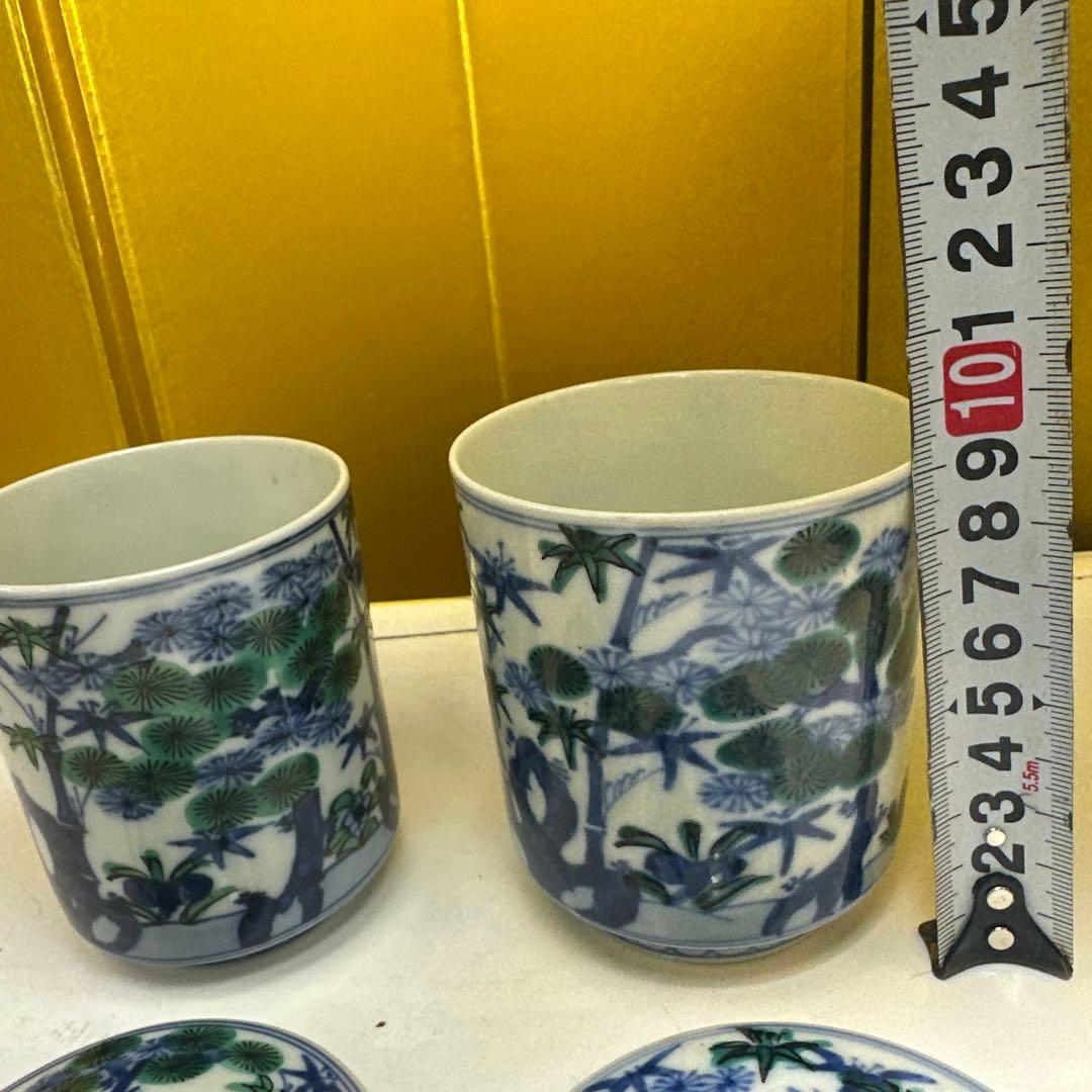 湯吞，京焼，平安，清水焼，茶道具 陶磁器 花柄 2個セット