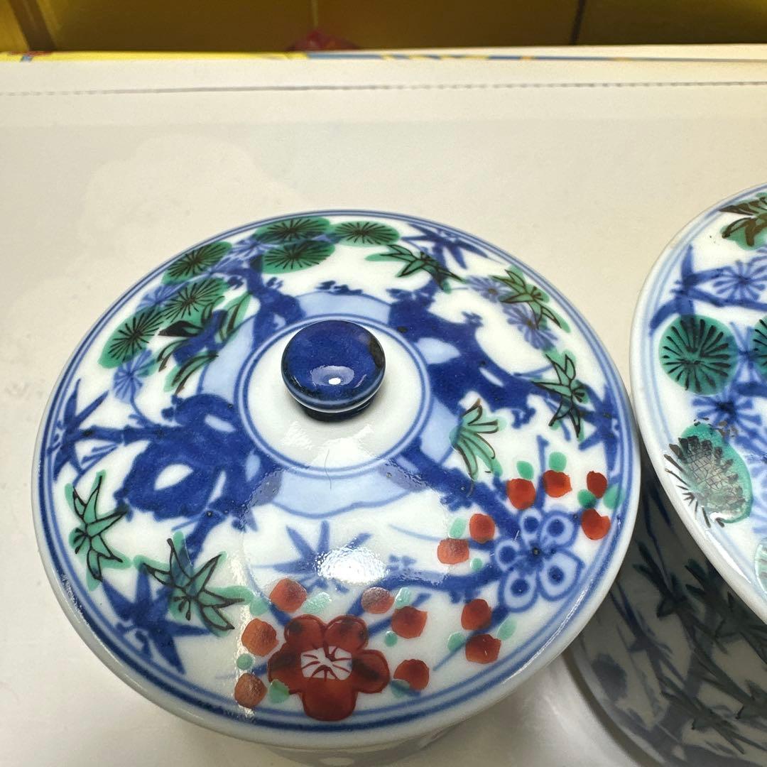 湯吞，京焼，平安，清水焼，茶道具 陶磁器 花柄 2個セット