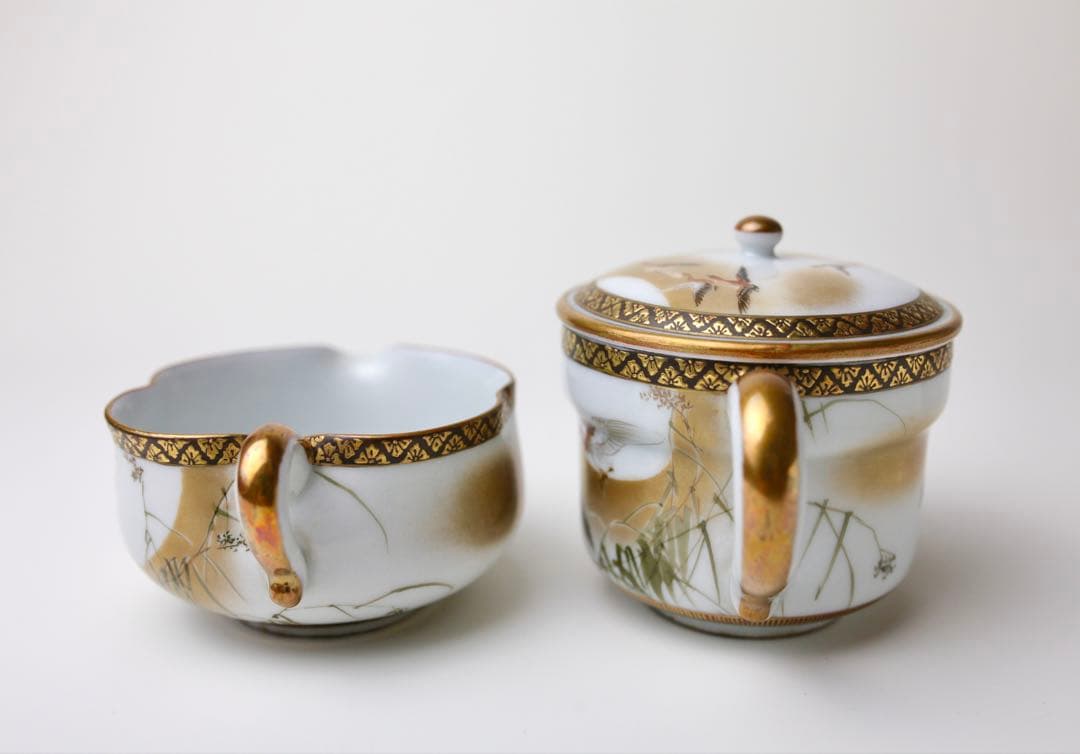 九谷焼 九谷鏑木 芦雁図　宝瓶 湯冷まし 煎茶碗 煎茶器　茶道具　鏑木